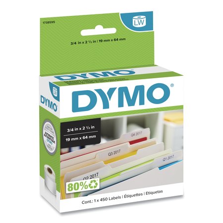 DYMO LabelWriter Bar Code Labels, 0.75 x 2.5, White, PK450 1738595